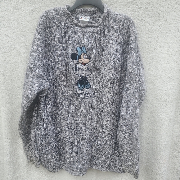 Walt Disney World Women's Gray Cable Knit Sweater with Minnie Mouse Design XL - Picture 1 of 7